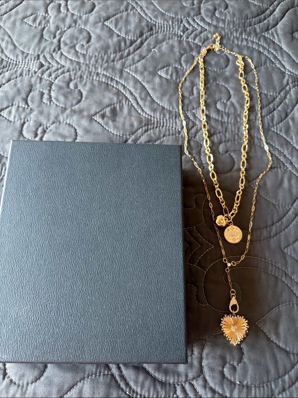 Gold Layered Heart Pendant Necklace - Women Jewelry